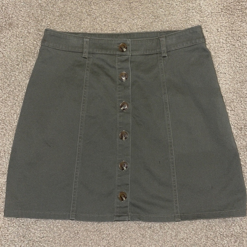 Olive button up skirt